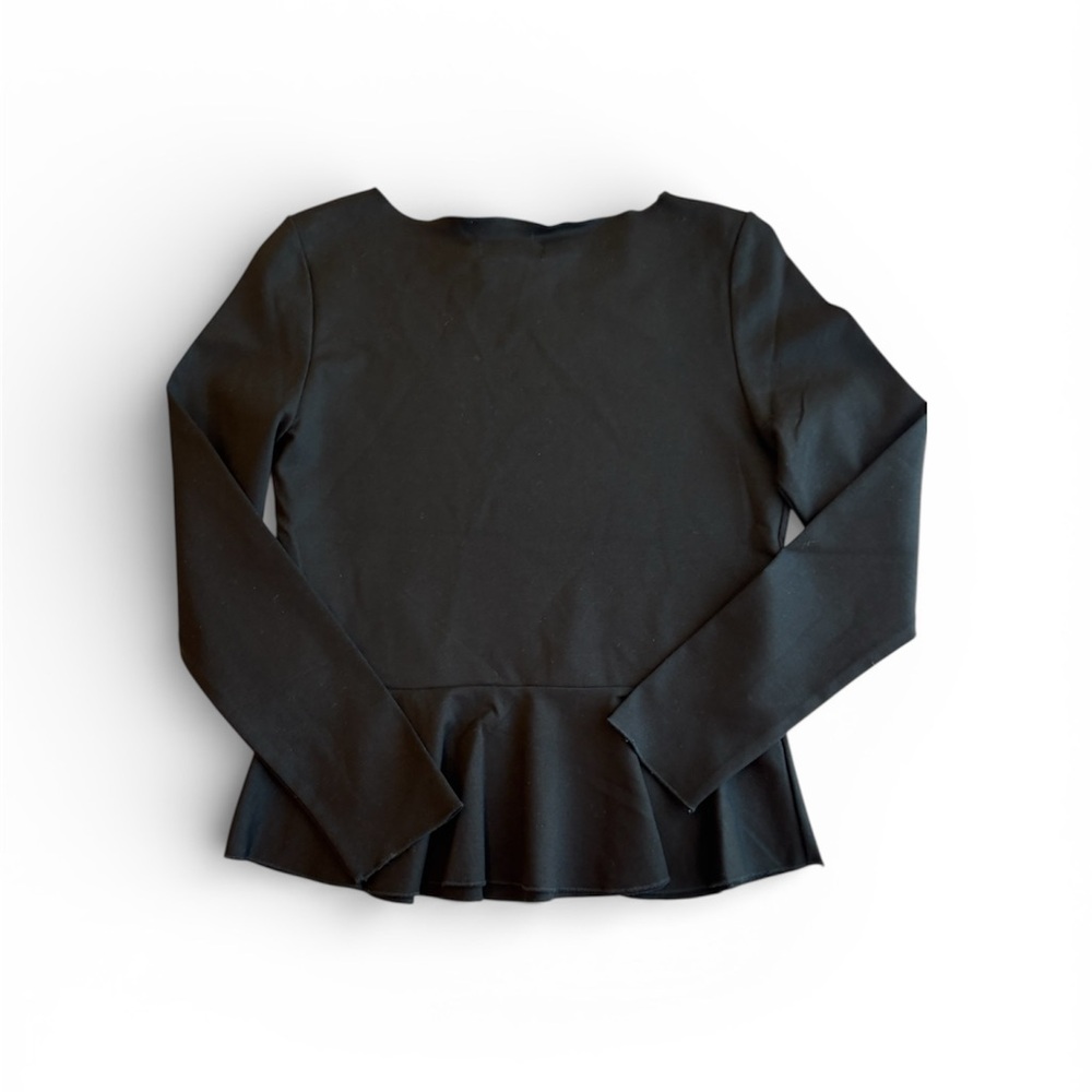 Jason Wu Black Long Sleeve Peplum Top